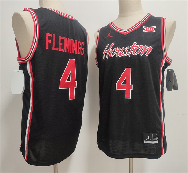 Men's Black Houston Cougars #4 Kingston Flemings 2026 Stitched Football Jersey
